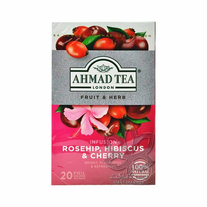 دمنوش چای ترش با رزهیپ و گیلاس ۲۰ عدد احمد – ahmad tea